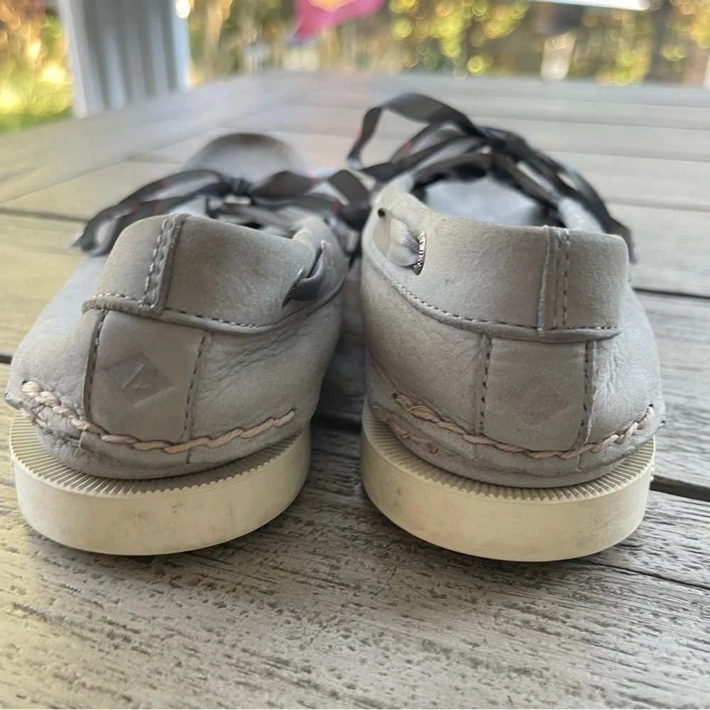 Sperry Top Sider Ribbon Lace Gray Boat Shoes Womens Size 8